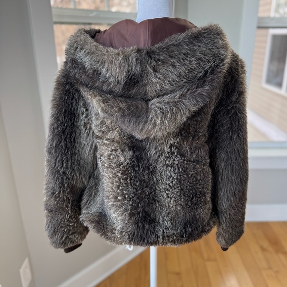 Vintage Raccoon Fur Cropped Hooded Fur Jacket Coat Medium Large Vtg 12
